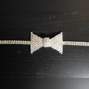 Rhinestone Bow Necklace.